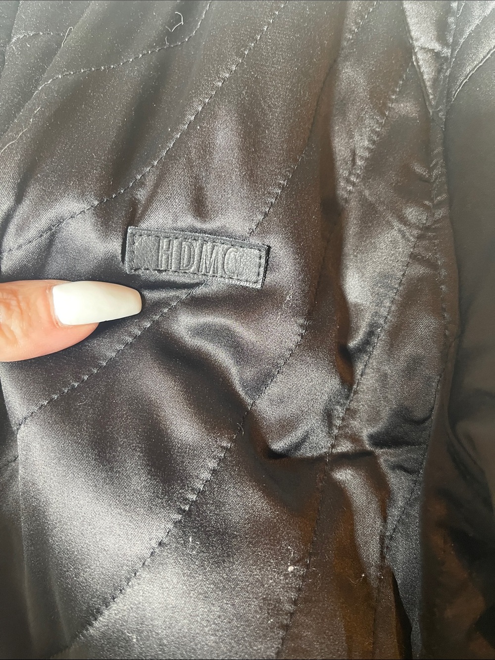 Harley-Davidson Black Quilted Bomber with Gray Ribbed Trim and Leopard Lining - Picture 2 of 5